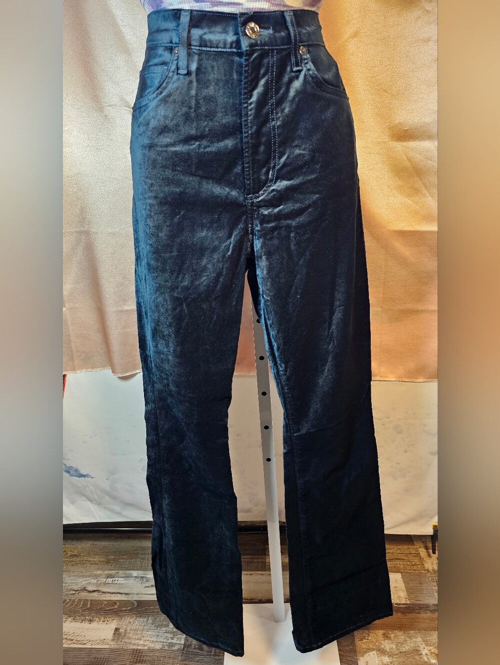AGOLDE Nico Boot High Rise Velvet Jeans Blizzard Navy 25 NWT Holiday